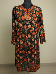 LAILA – Kashmiri Inspired Aari Work Semi-Stitched Georgette Kurta (Black)