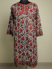 LAILA – Kashmiri Inspired Aari Work Semi-Stitched Georgette Kurta (Off-White)