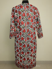 LAILA – Kashmiri Inspired Aari Work Semi-Stitched Georgette Kurta (Off-White)