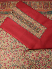 SAFFIYA 3-piece Unstitched Suit set (Red with Printed bottom)