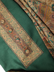 SAFFIYA 3-piece Unstitched Suit set (Green with printed bottom)