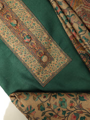 SAFFIYA 3-piece Unstitched Suit set (Green with printed bottom)