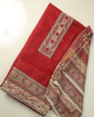 SAFFIYA 3-piece Unstitched Suit set (Red)