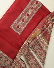 SAFFIYA 3-piece Unstitched Suit set (Red)