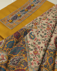 SAFFIYA 3-piece Unstitched Suit set (Mustard Yellow)