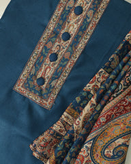 SAFFIYA 3-piece Unstitched Suit set (Teal Blue)