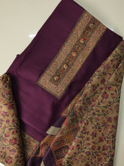 SAFFIYA 3-piece Unstitched Suit set (Wine with Printed Bottom)