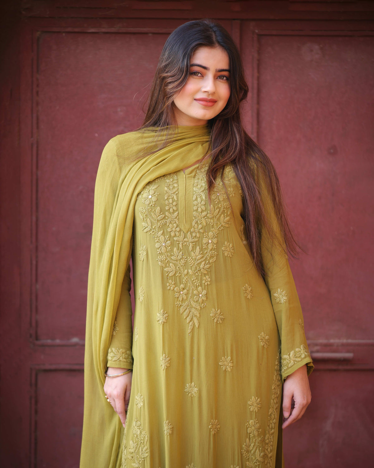 RAWAYAT HENNA GREEN Chikankari suit set