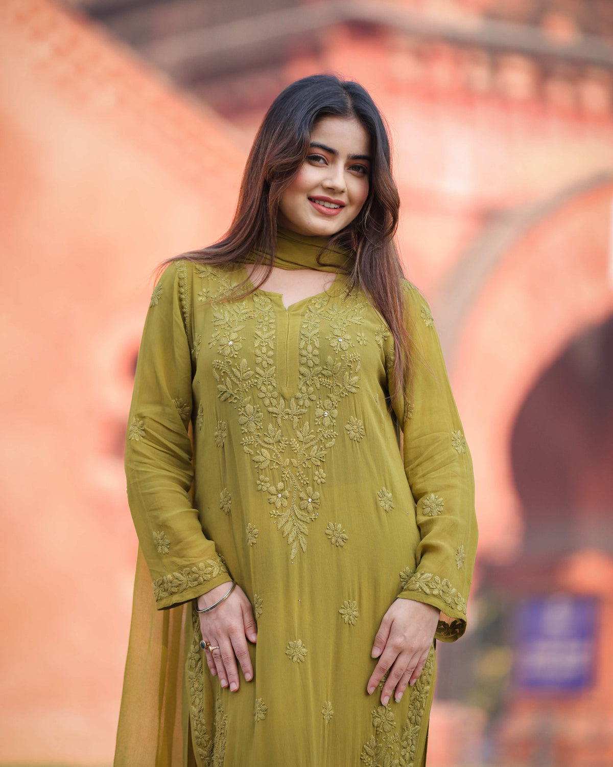 RAWAYAT HENNA GREEN Chikankari suit set