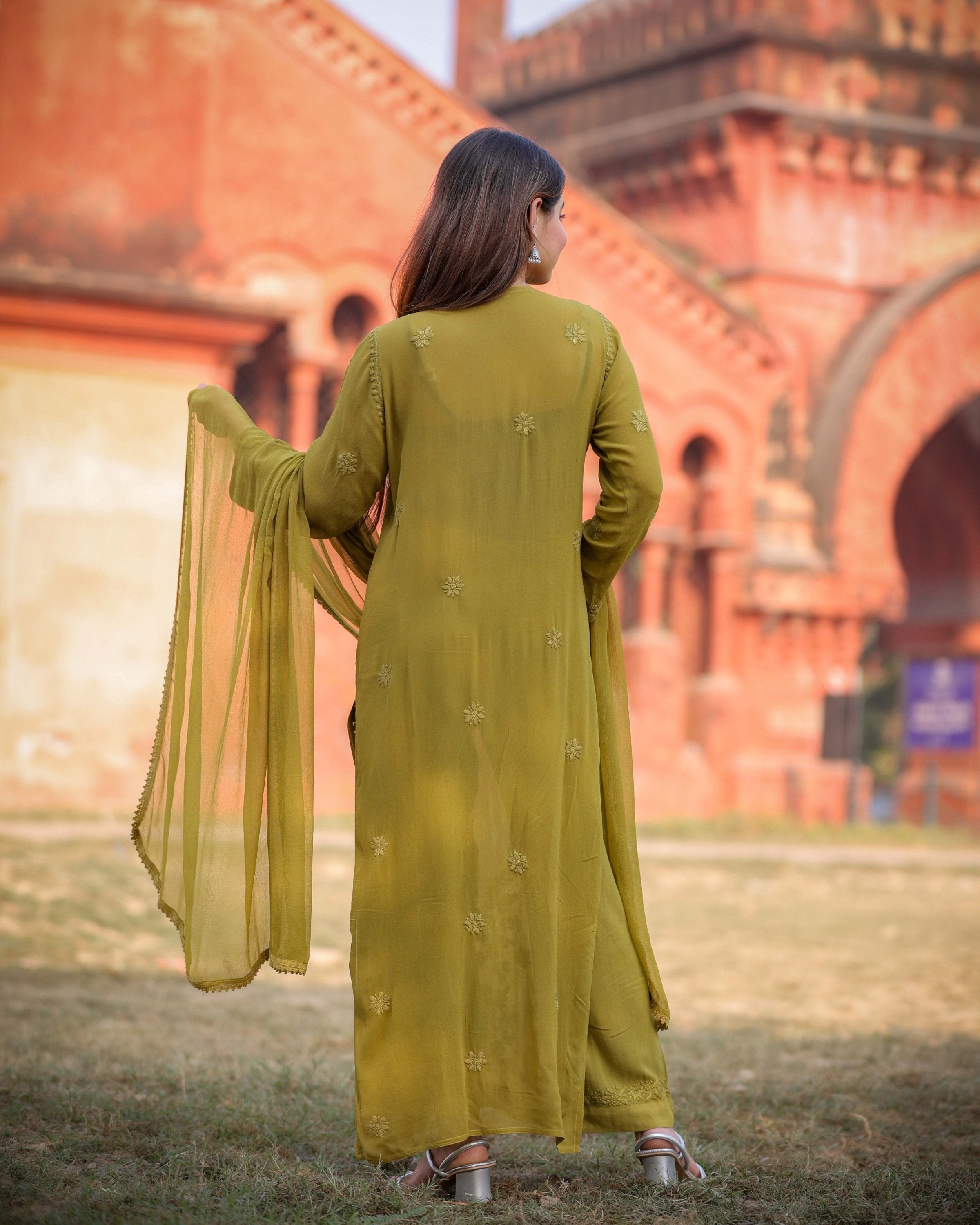 RAWAYAT HENNA GREEN Chikankari suit set