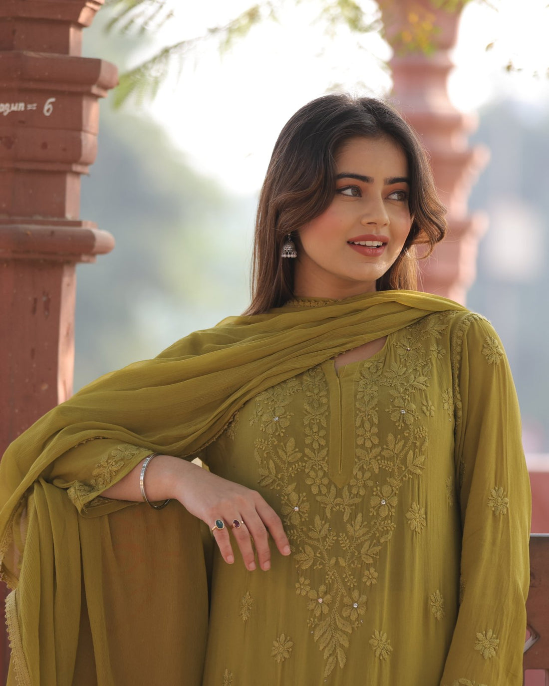 RAWAYAT HENNA GREEN Chikankari suit set