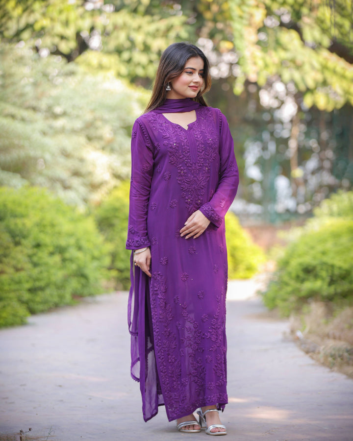 RAWAYAT INDIGO PURPLE Chikankari suit set