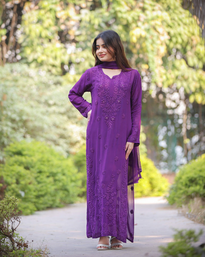 RAWAYAT INDIGO PURPLE Chikankari suit set