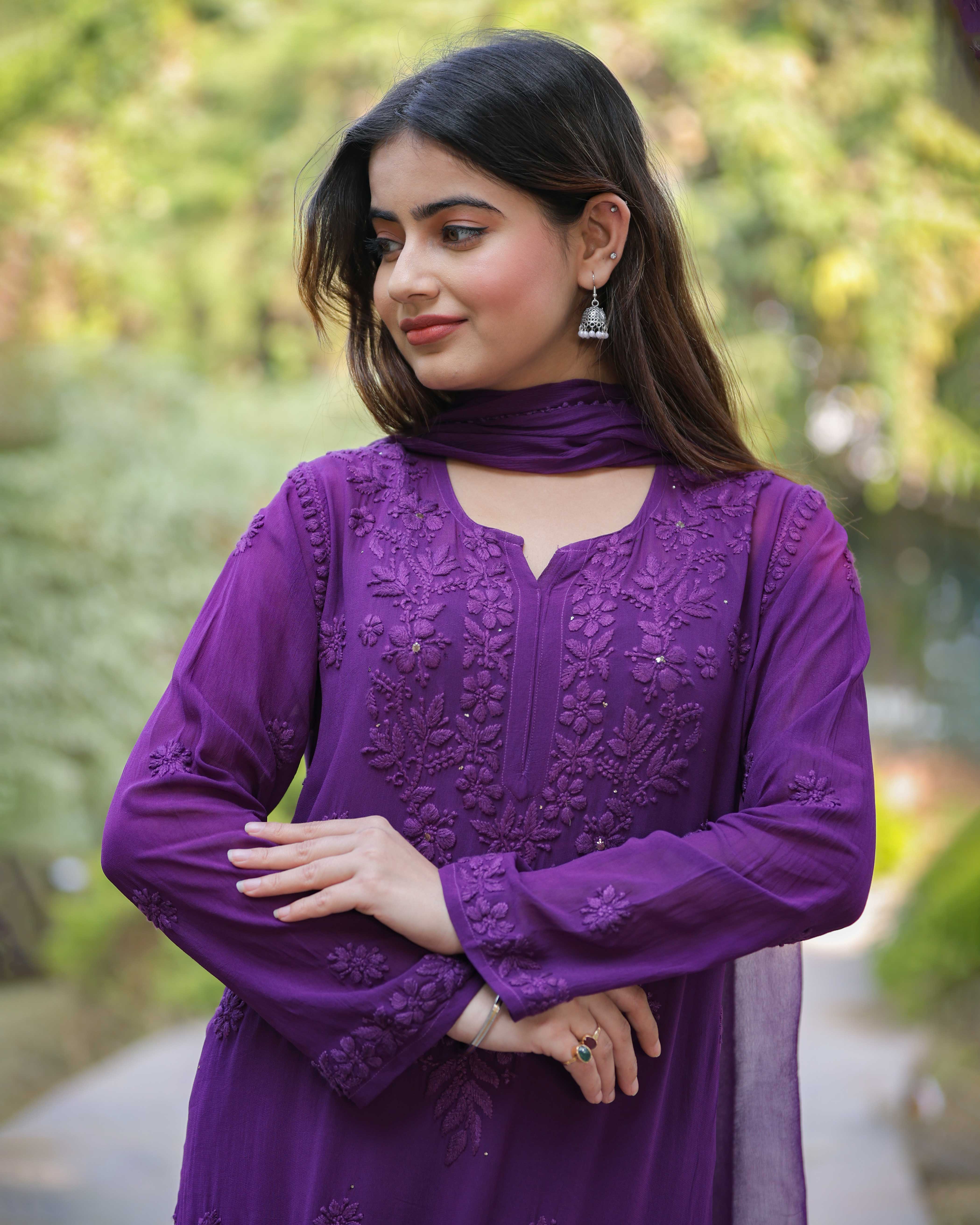 RAWAYAT INDIGO PURPLE Chikankari suit set