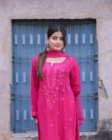 RAWAYAT FUCHSIA PINK Chikankari suit set