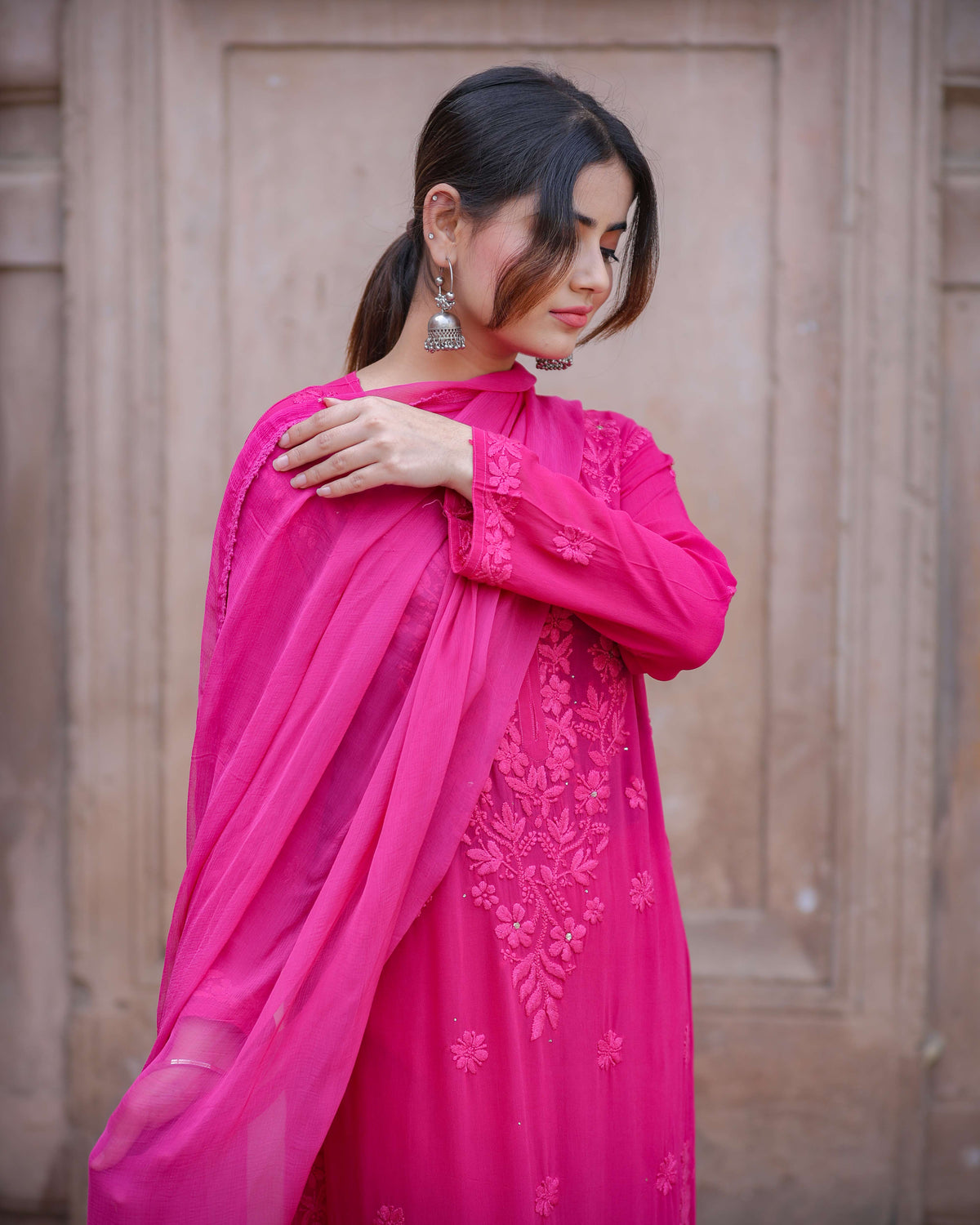 RAWAYAT FUCHSIA PINK Chikankari suit set