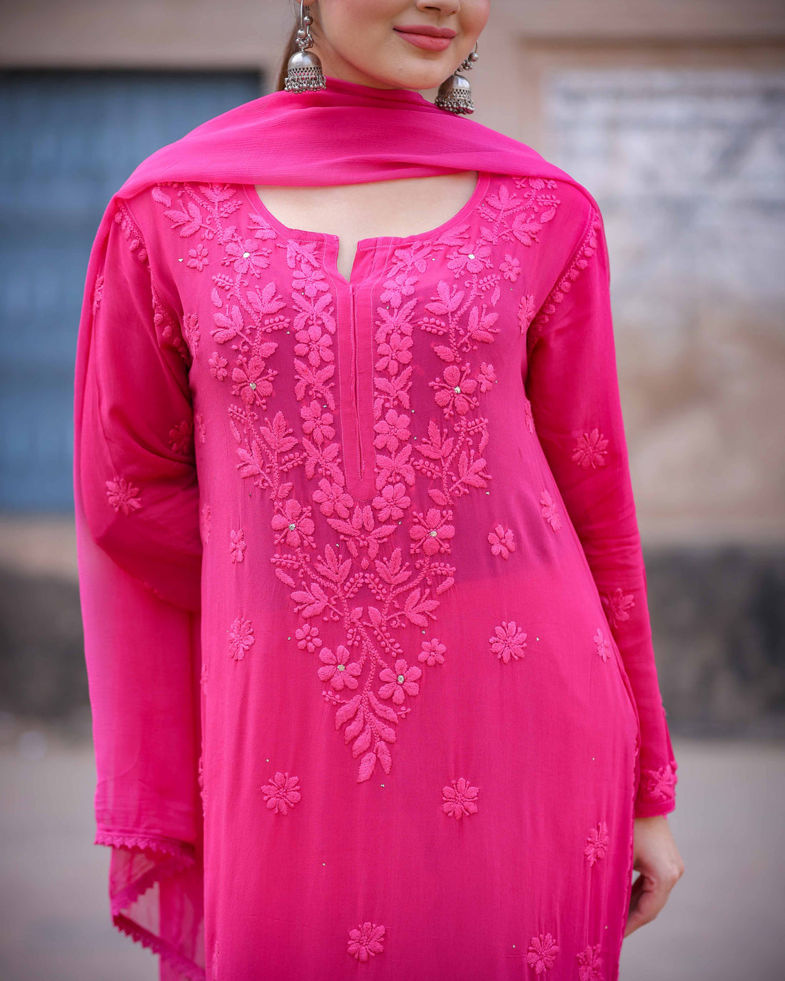 RAWAYAT FUCHSIA PINK Chikankari suit set