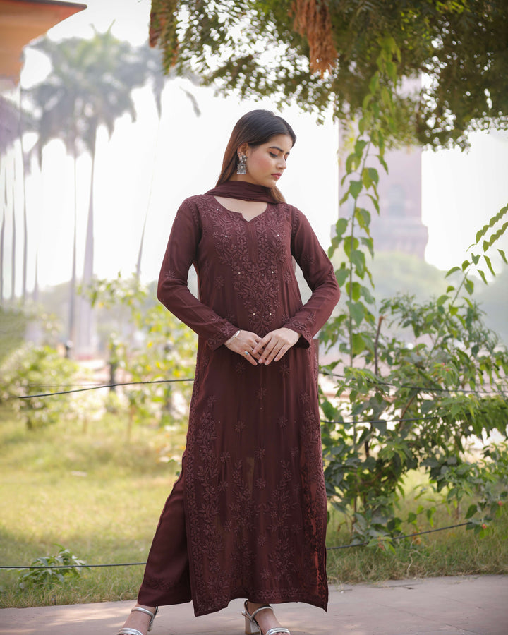 RAWAYAT CHOCOLATE BROWN Chikankari suit set