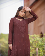 RAWAYAT CHOCOLATE BROWN Chikankari suit set