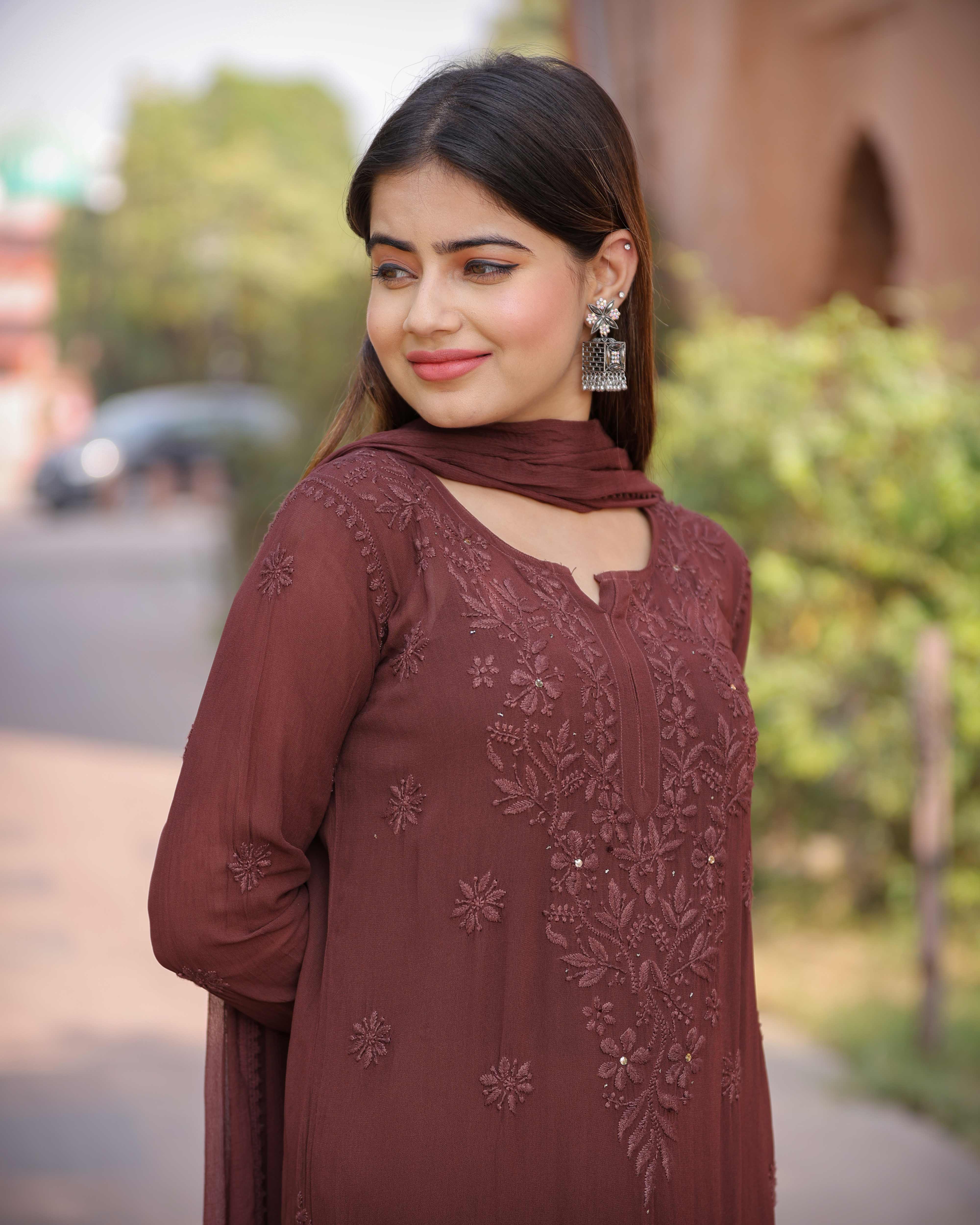 RAWAYAT CHOCOLATE BROWN Chikankari suit set