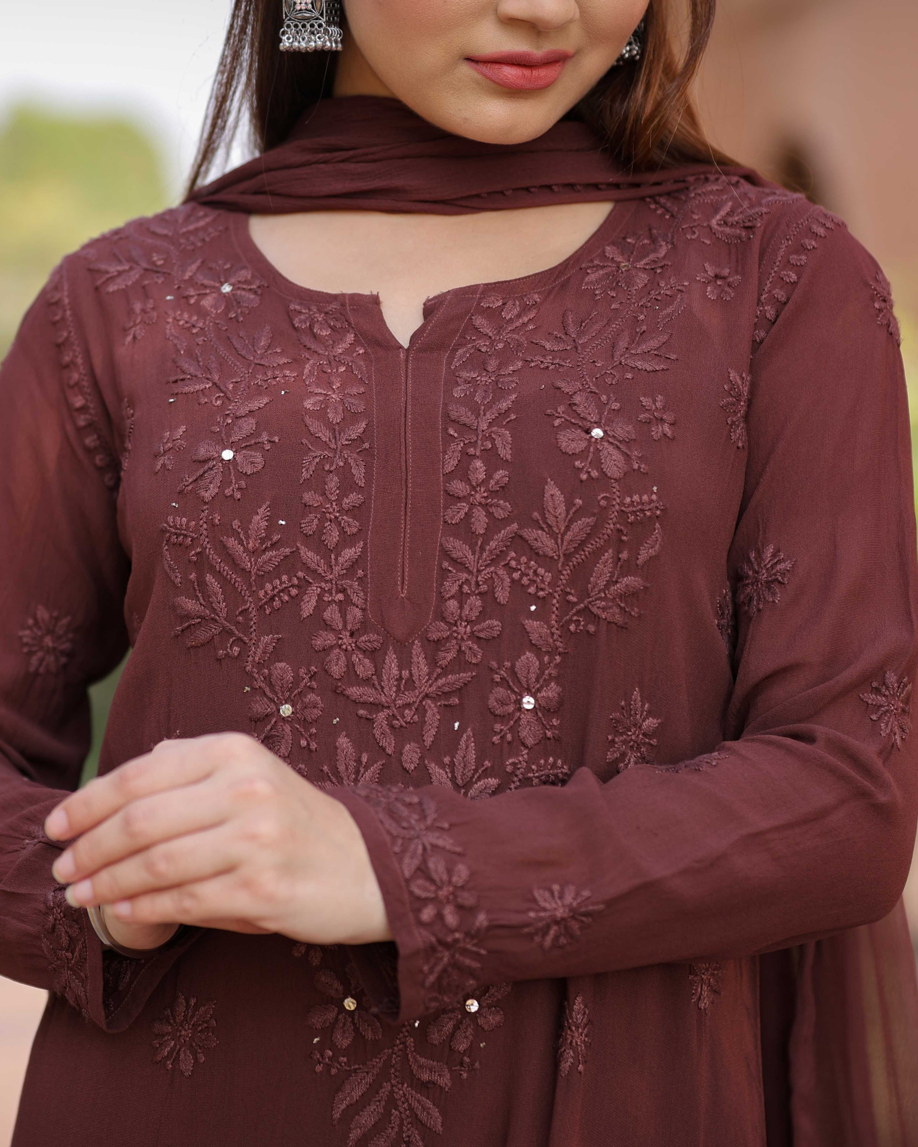 RAWAYAT CHOCOLATE BROWN Chikankari suit set