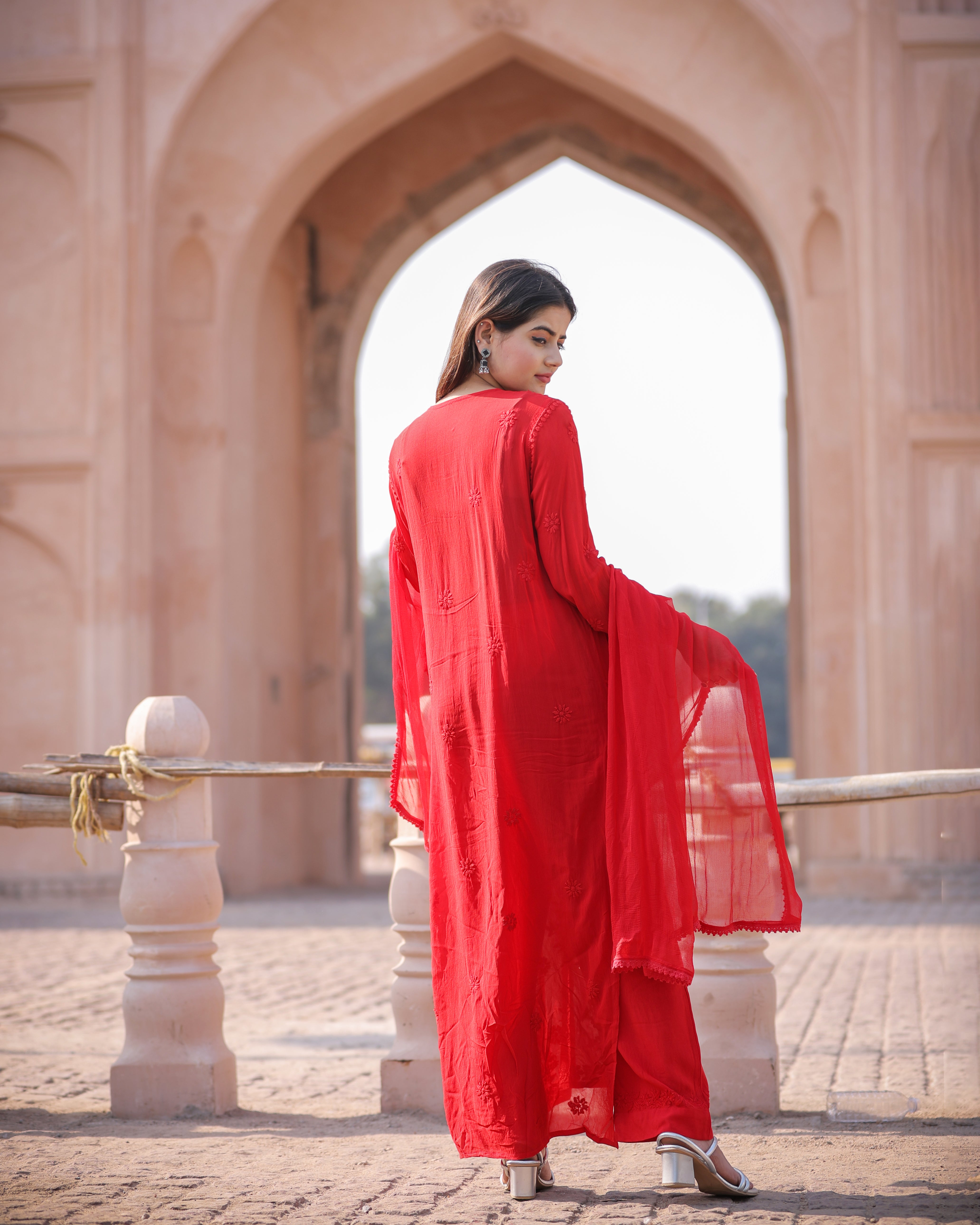 RAWAYAT CRIMSON RED Chikankari suit set