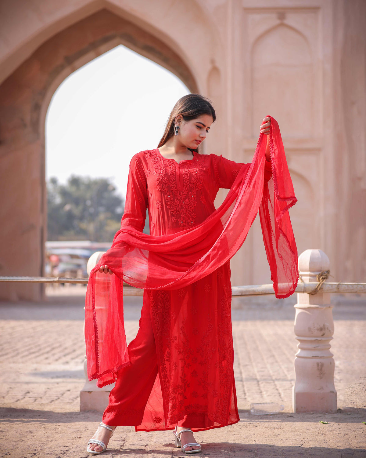 RAWAYAT CRIMSON RED Chikankari suit set