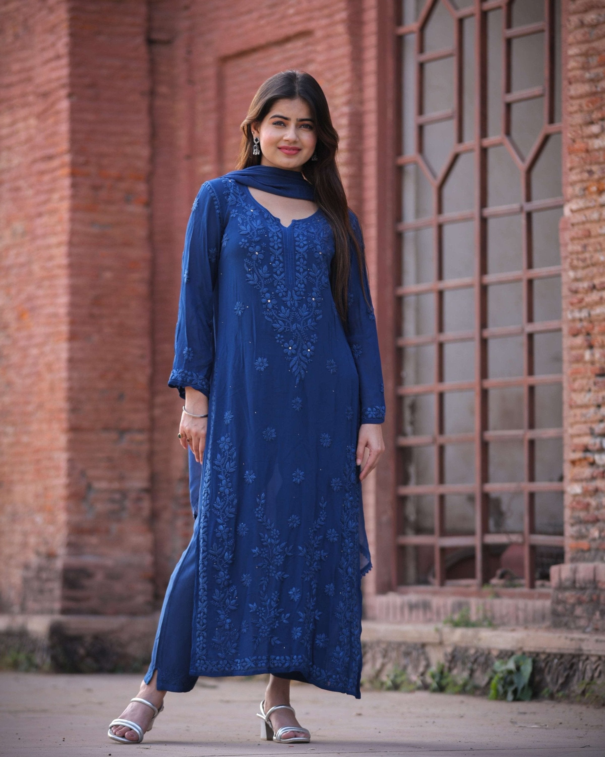 RAWAYAT ROYAL BLUE Chikankari suit set