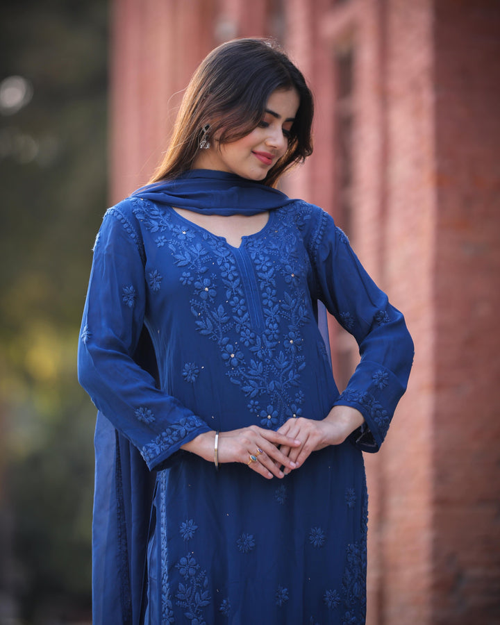 RAWAYAT ROYAL BLUE Chikankari suit set