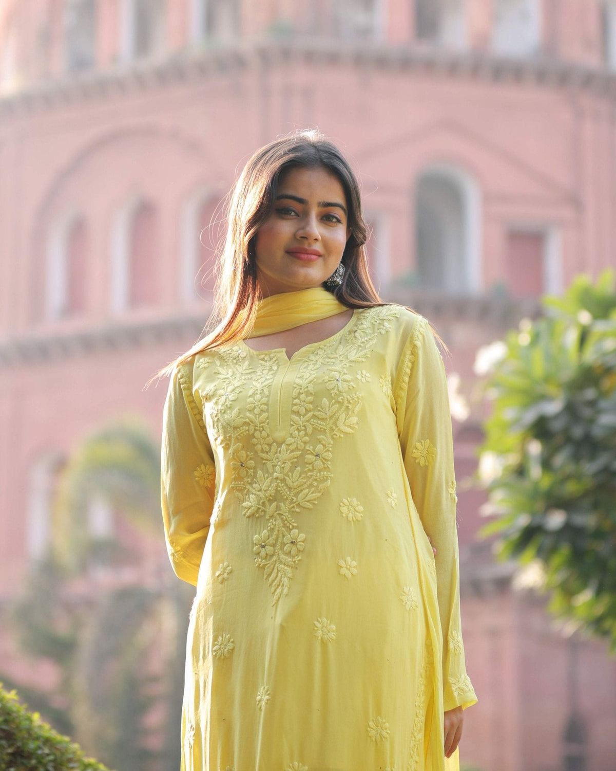 RAWAYAT LIME YELLOW Chikankari suit set