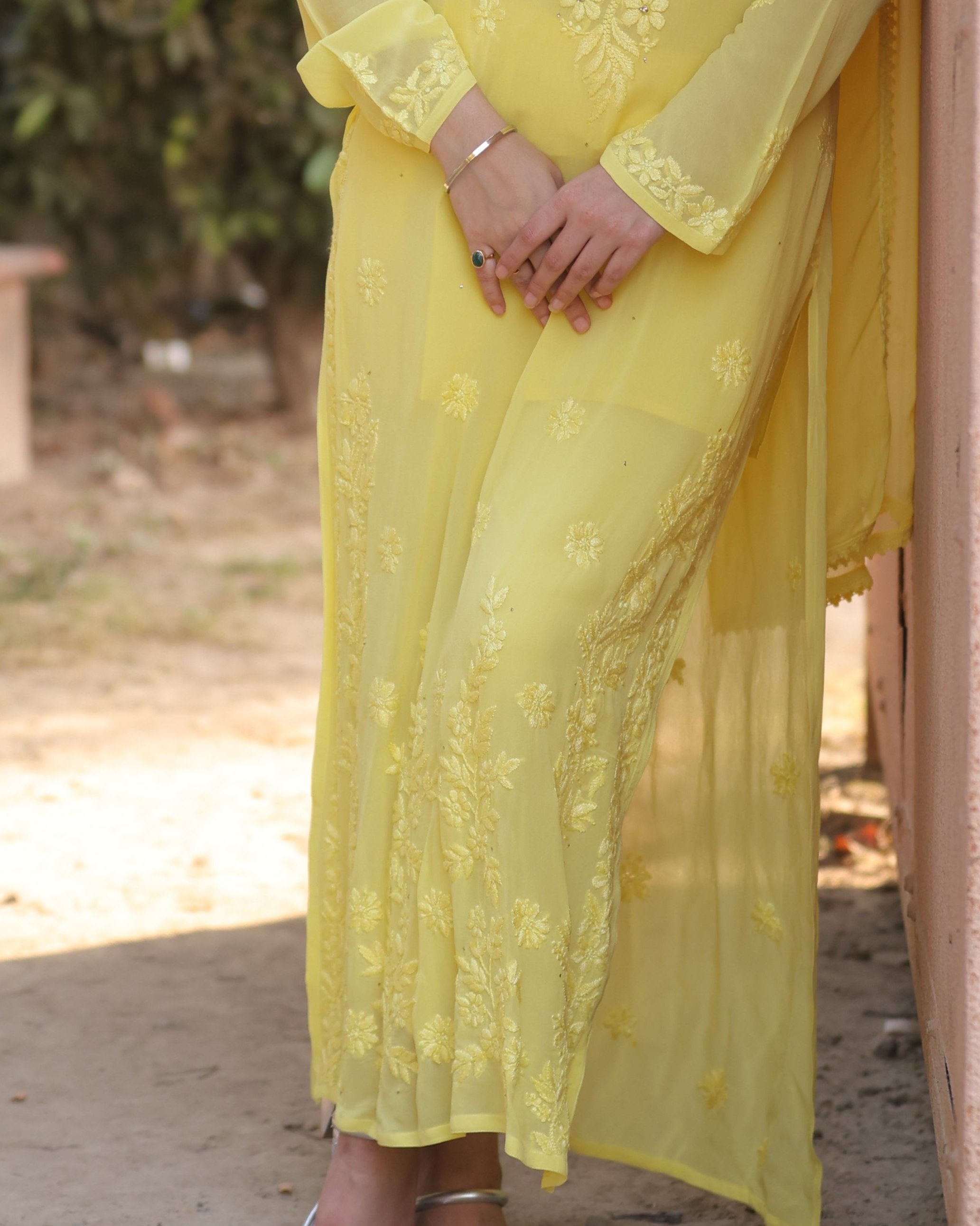 RAWAYAT LIME YELLOW Chikankari suit set