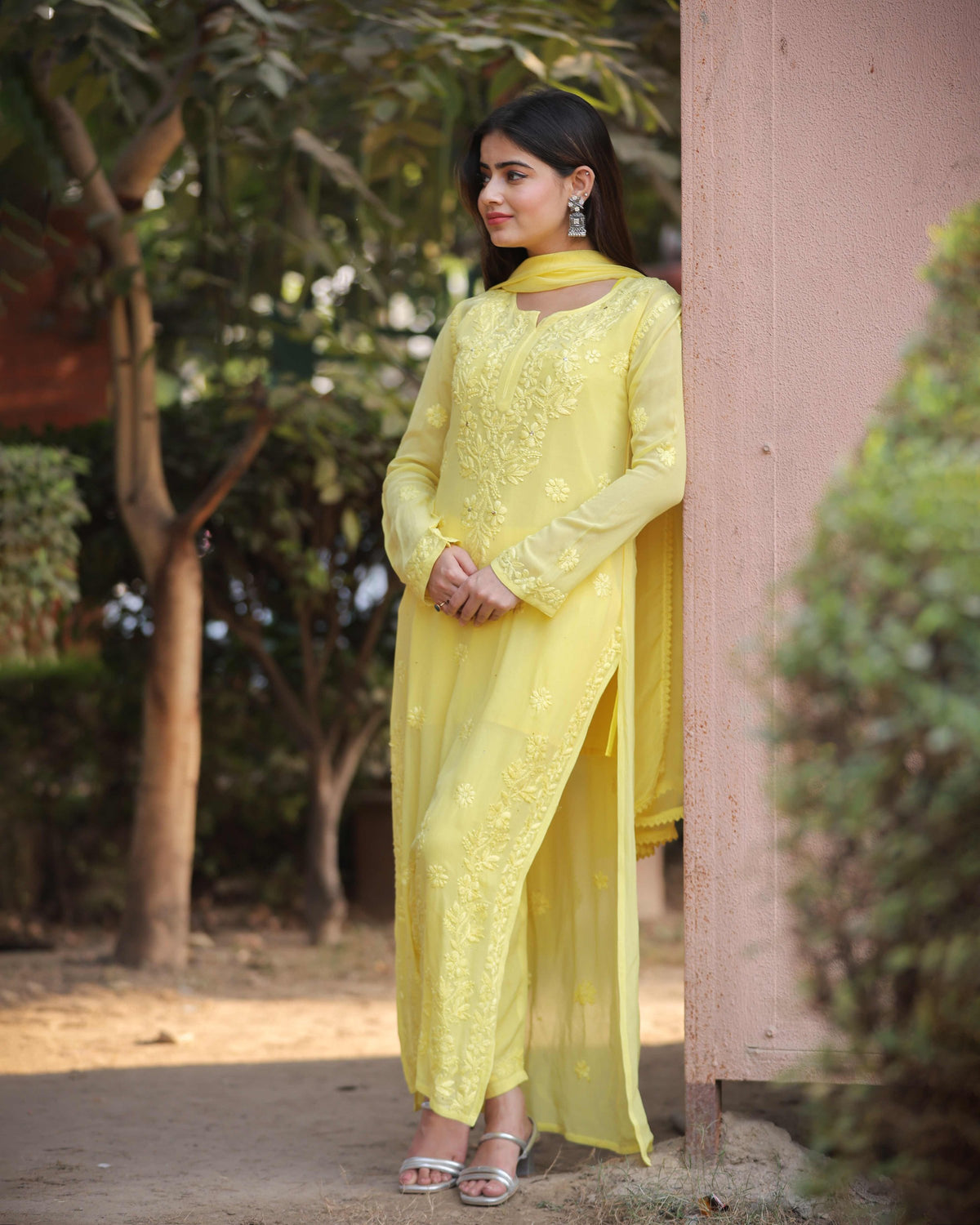 RAWAYAT LIME YELLOW Chikankari suit set