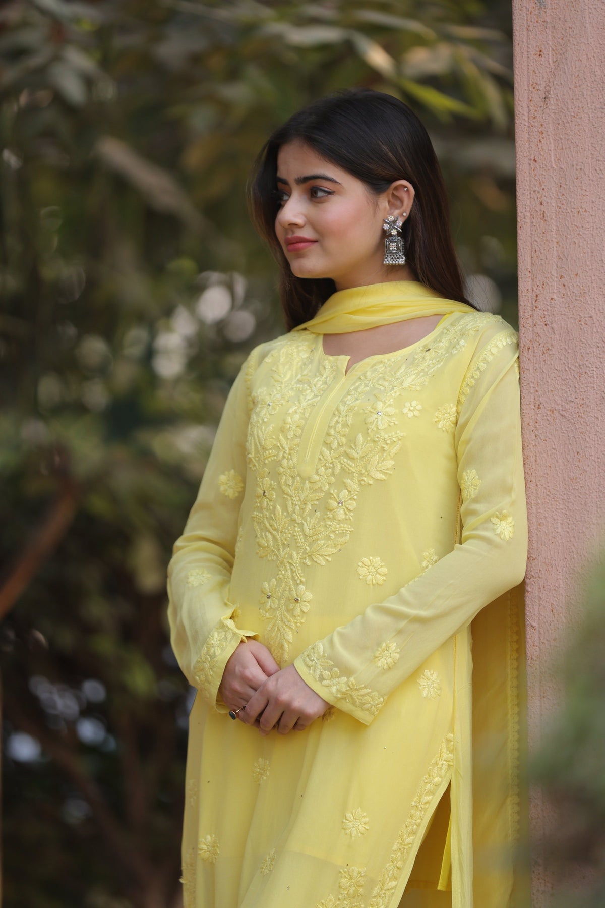 RAWAYAT LIME YELLOW Chikankari suit set
