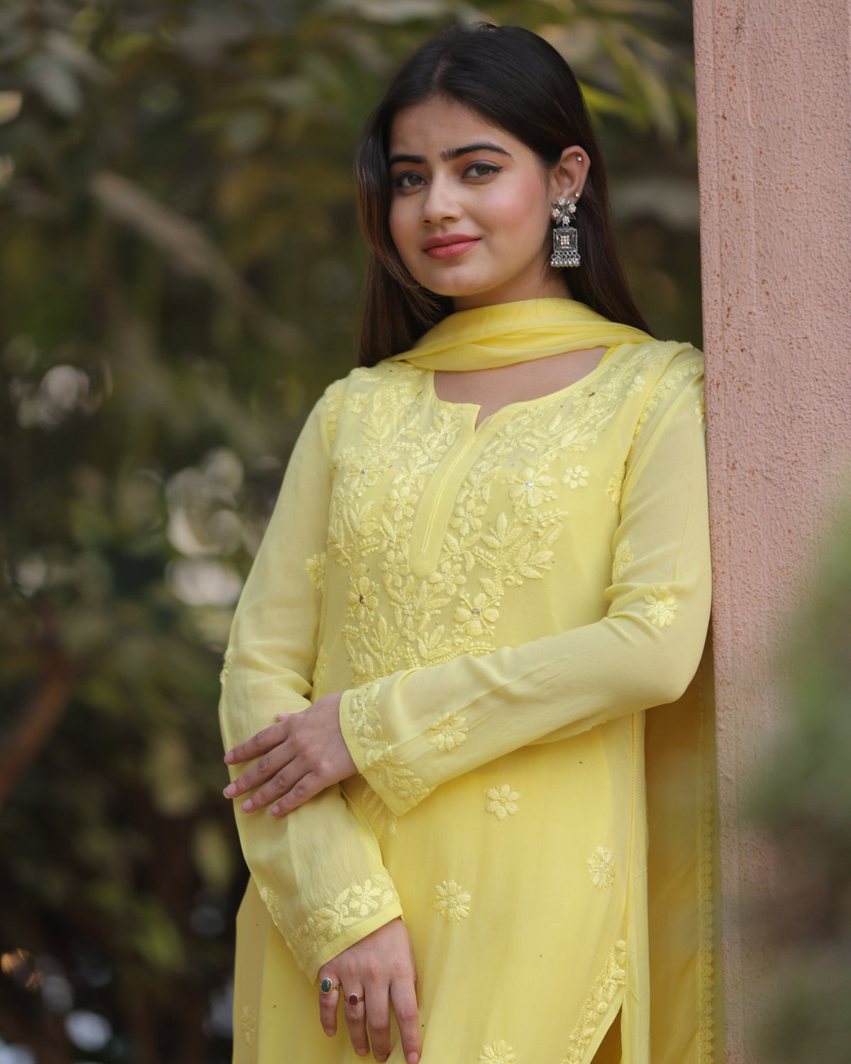 RAWAYAT LIME YELLOW Chikankari suit set