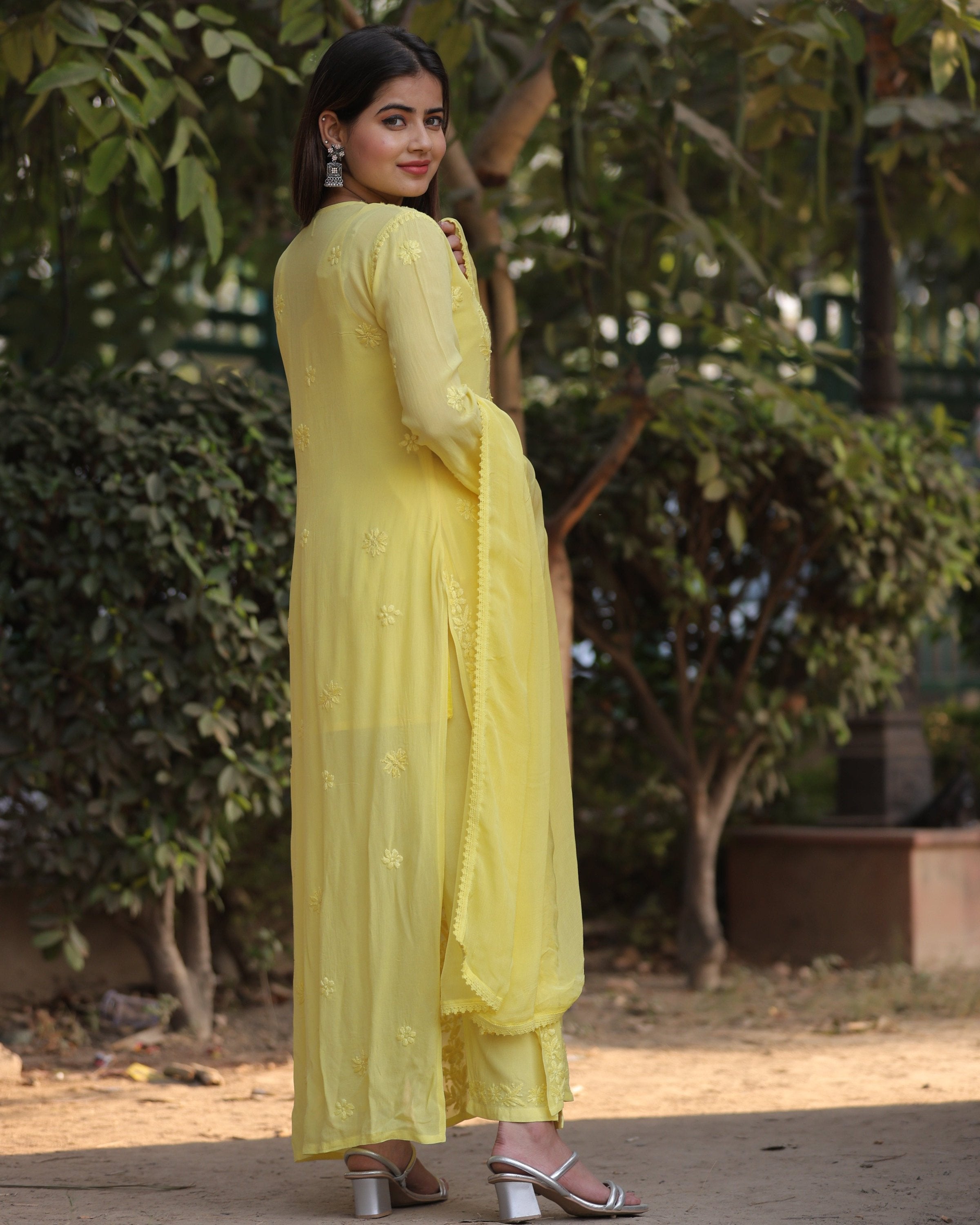 RAWAYAT LIME YELLOW Chikankari suit set