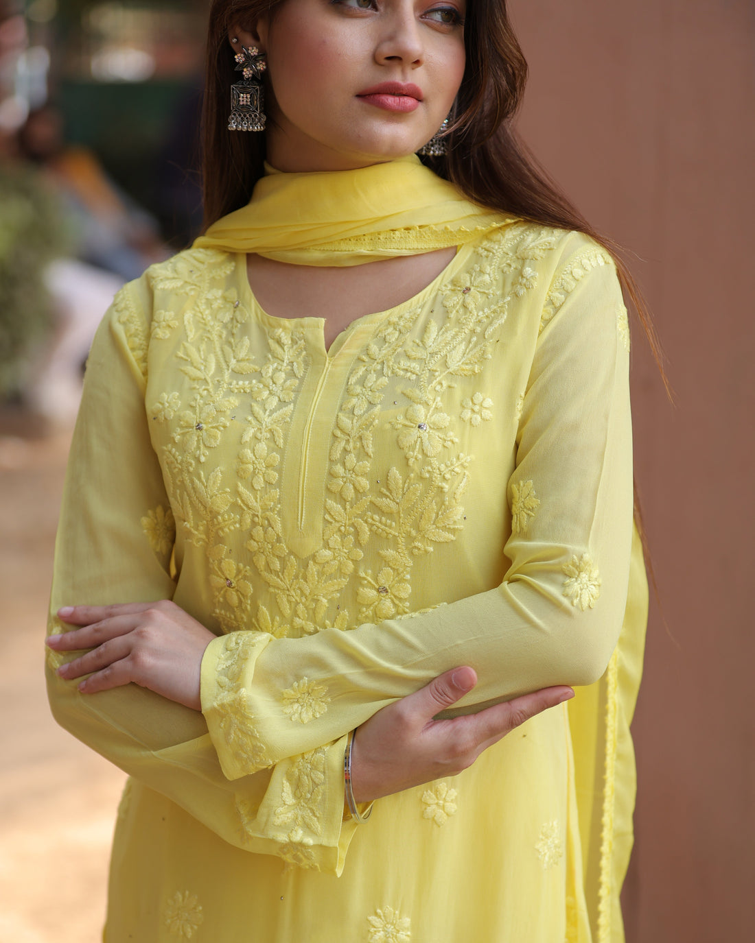RAWAYAT LIME YELLOW Chikankari suit set