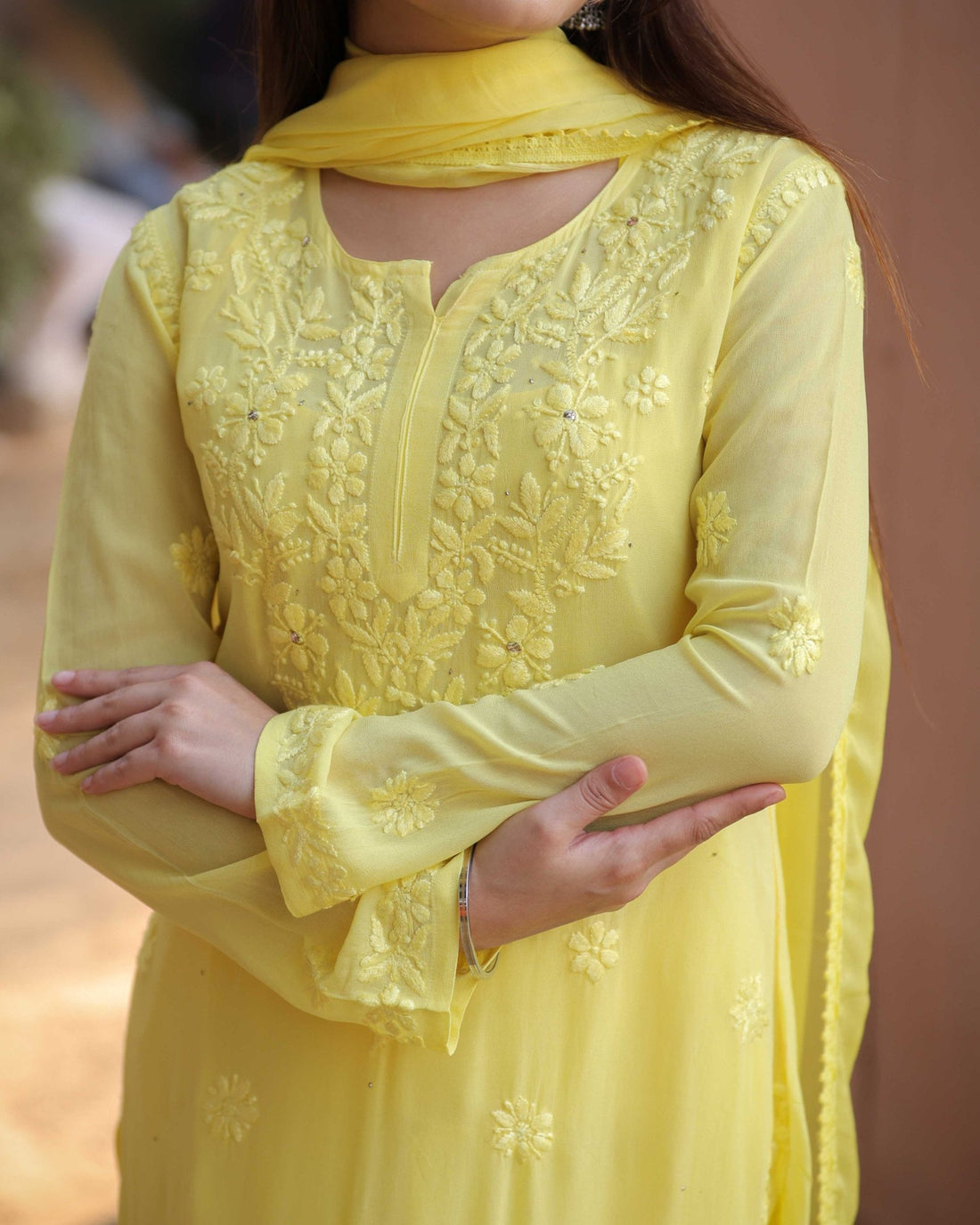 RAWAYAT LIME YELLOW Chikankari suit set