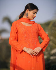 RAWAYAT AUTUMN ORANGE Chikankari suit set