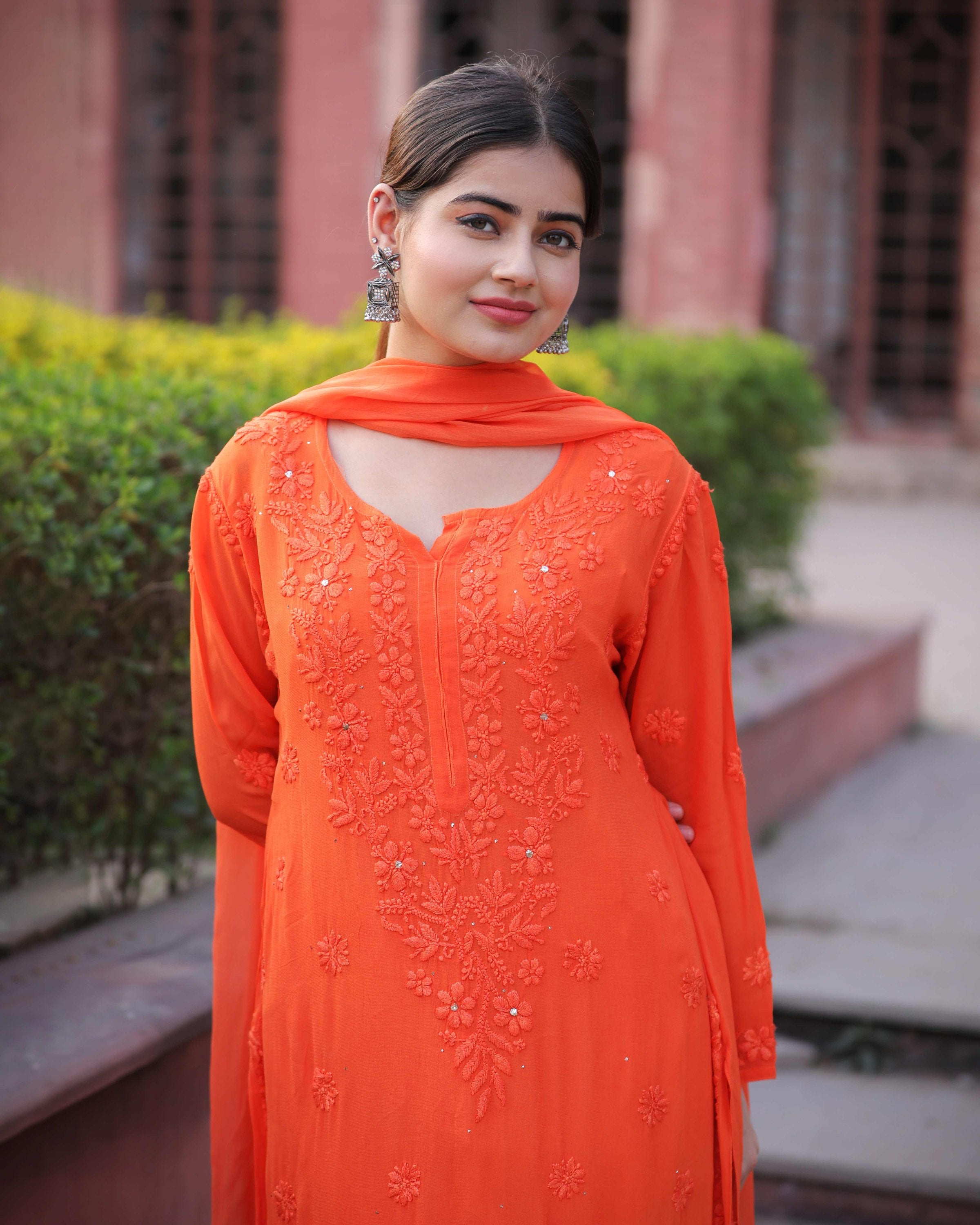 RAWAYAT AUTUMN ORANGE Chikankari suit set