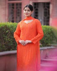 RAWAYAT AUTUMN ORANGE Chikankari suit set