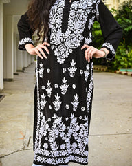 Sana Modal Black Chikankari Kurta