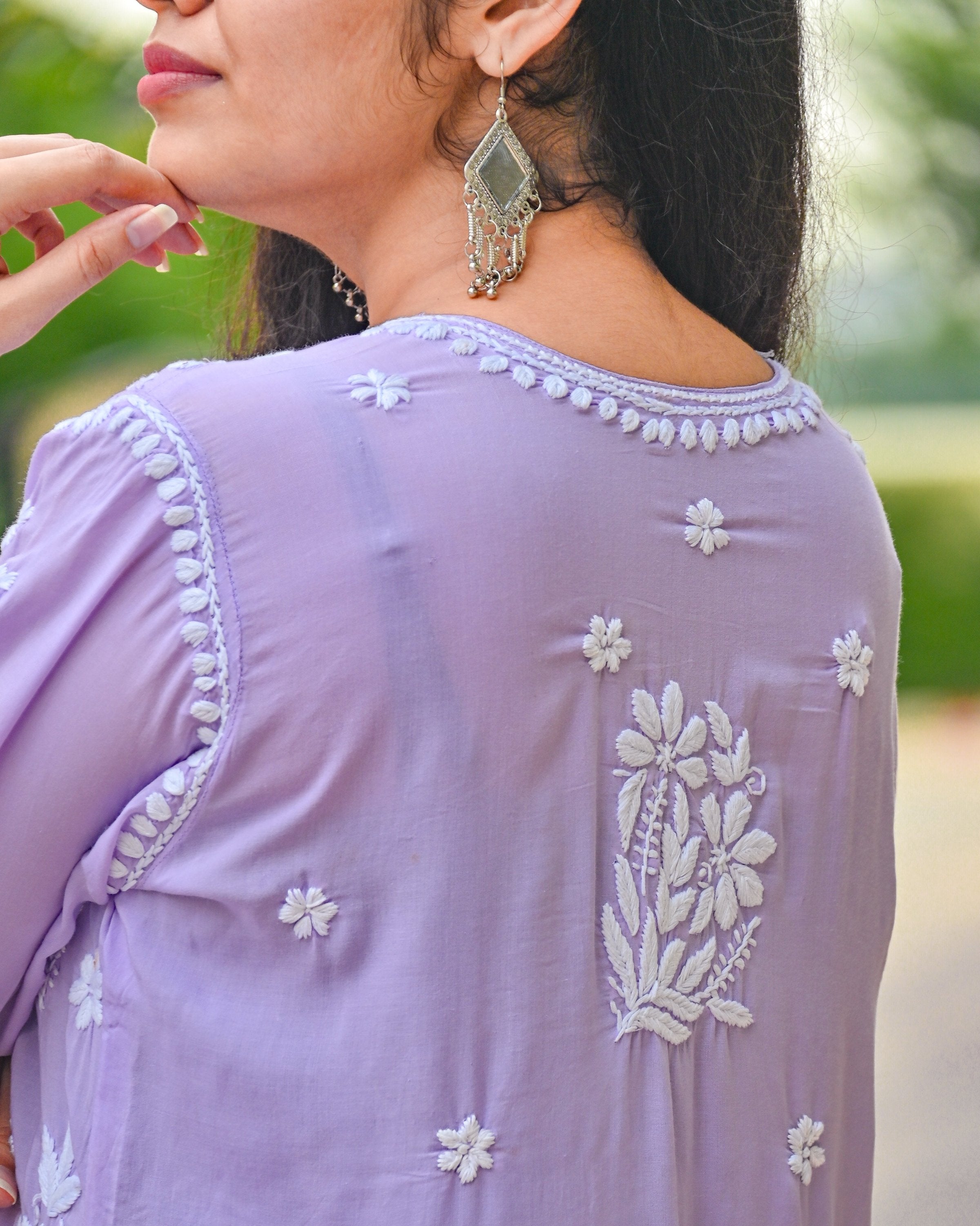 Sana Modal Lavender Chikankari Kurta