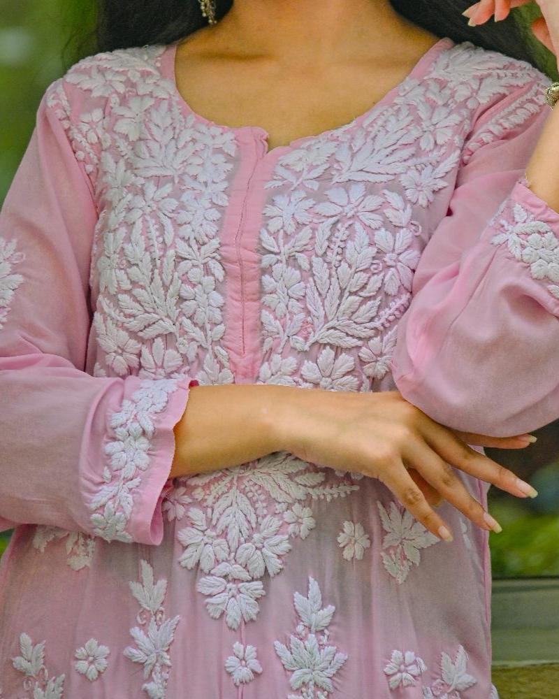 Sana Baby Pink Modal Chikankari Kurta