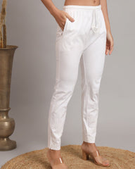 White Chikankari Cotton Pant