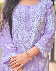 Sana Modal Lavender Chikankari Kurta