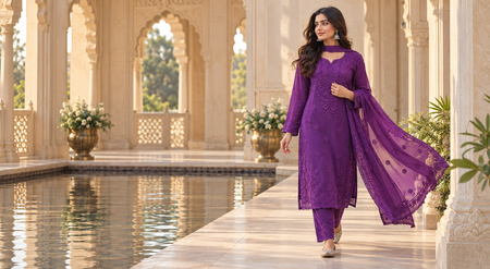RAWAYAT Viscose Georgette Chikankari Suit Sets