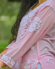 Sana Baby Pink Modal Chikankari Kurta