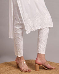White Chikankari Cotton Pant