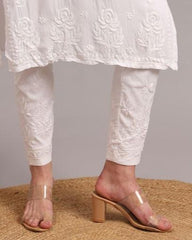 White Chikankari Cotton Pant
