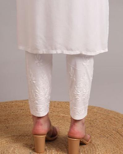 White Chikankari Cotton Pant
